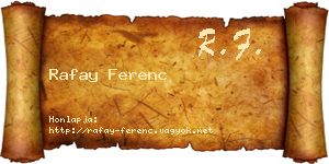 Rafay Ferenc névjegykártya